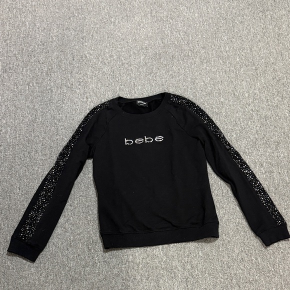 bebe Tops - Bebe Black Sweatshirt with Sparkling Rhinestones size medium